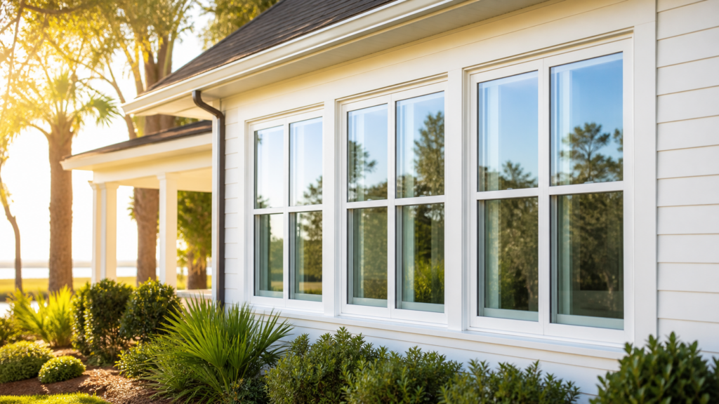 Low-E replacement windows on a sunny Savannah area home