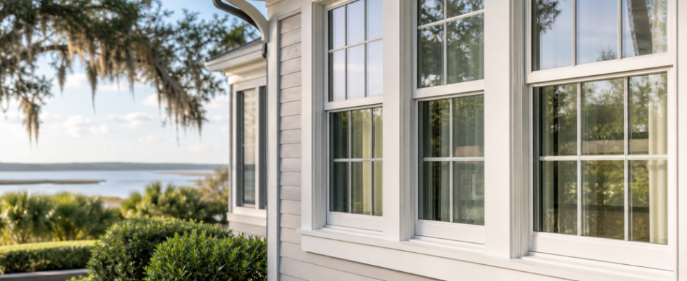 Premium replacement windows on a Savannah-area coastal home