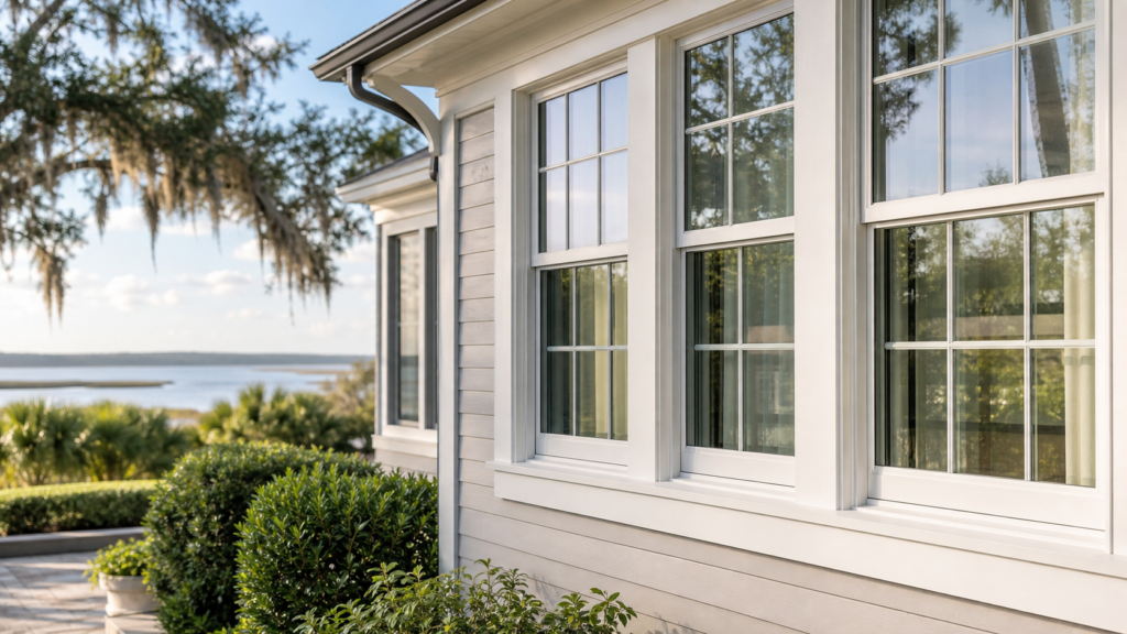 Premium replacement windows on a Savannah-area coastal home